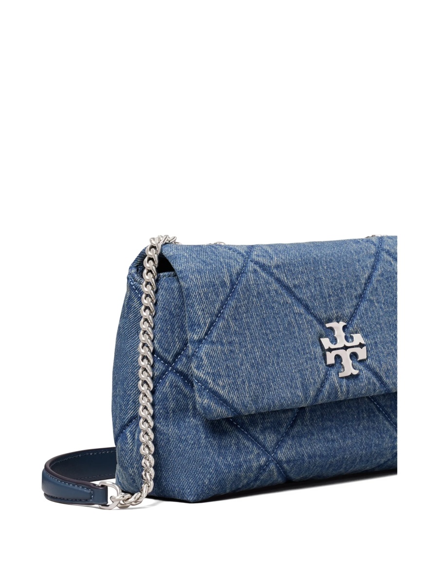 Geanta de umar Tory Burch albastra din piele si bumbac - Img 5