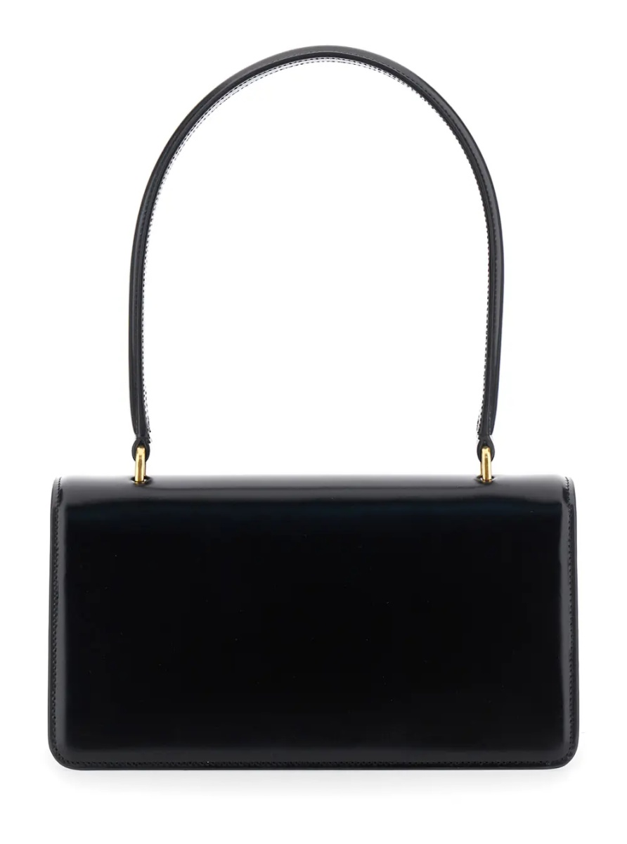 Geanta de umar 'Vain' Black Shoulder Strap with VLogo Plaque on the Front and One Top Handle in Leather Woman - Img 2