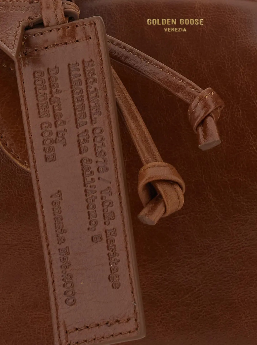 Geanta de umar 'Vita' Brown Shoulder bag with Adjustable and Removable Shoulder Strap and Logo Tag on the Front in Leather for Women - Img 3