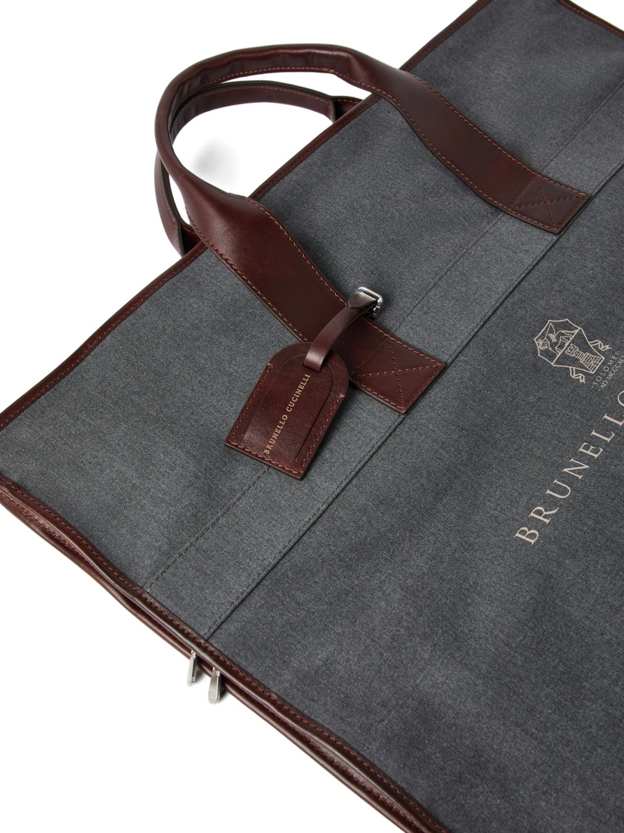 Geanta de voiaj Brunello Cucinelli gri din vascoza si polyester - Img 5