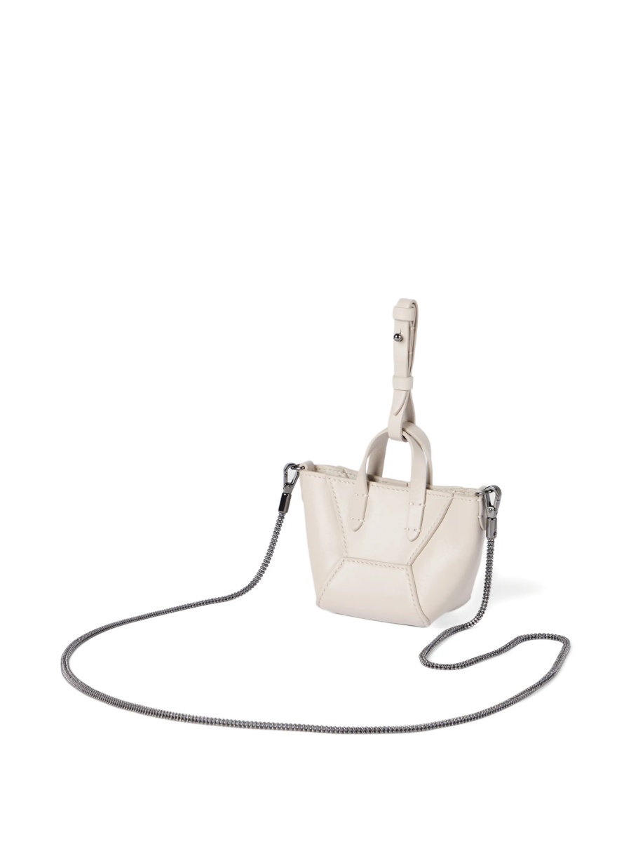 Geanta mini Brunello Cucinelli neutra din piele - Img 3