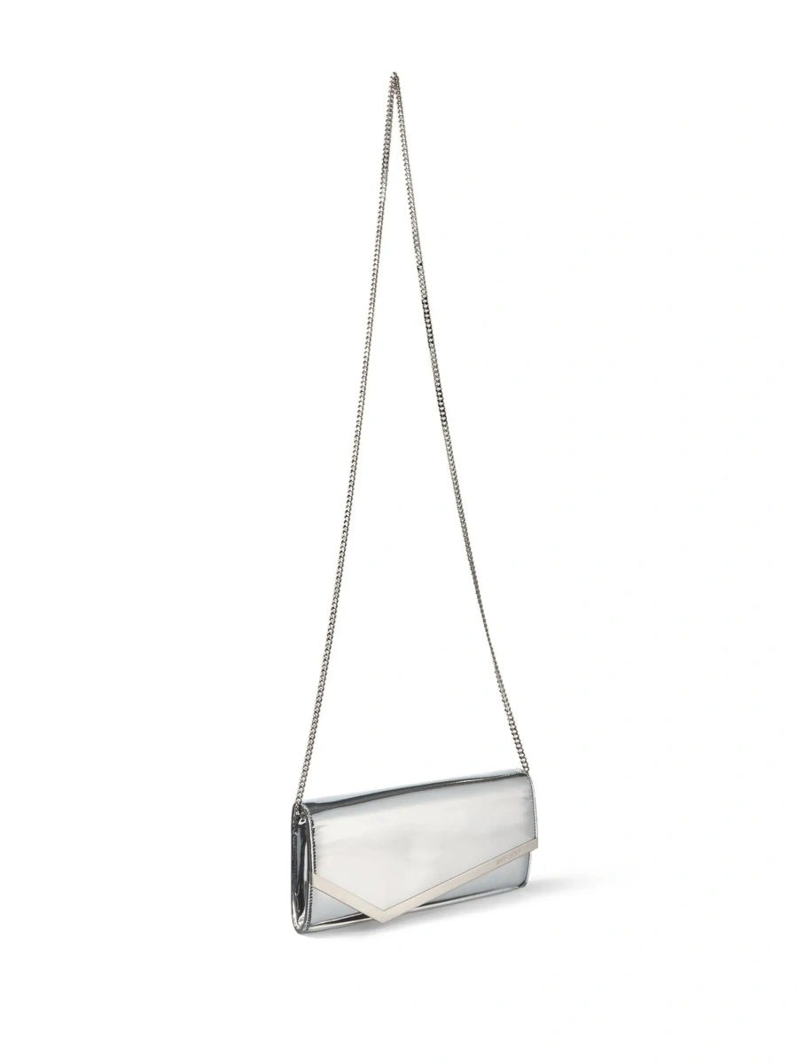 Geanta plic Jimmy Choo gri din piele si material textil - Img 6