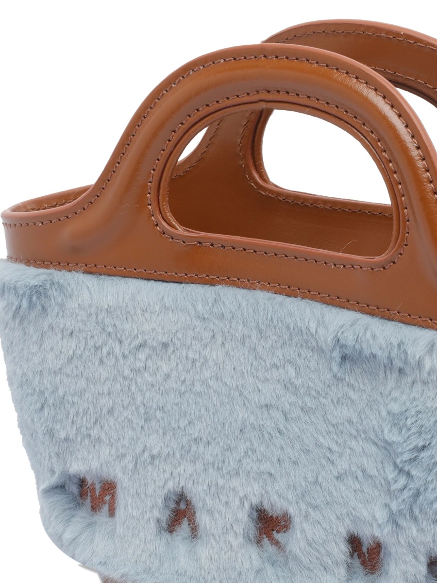 Geanta plic Marni albastra din piele si polyester - Img 4