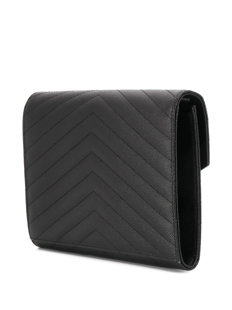 Geanta plic Saint Laurent Envelope neagra din piele si alama - Img 3