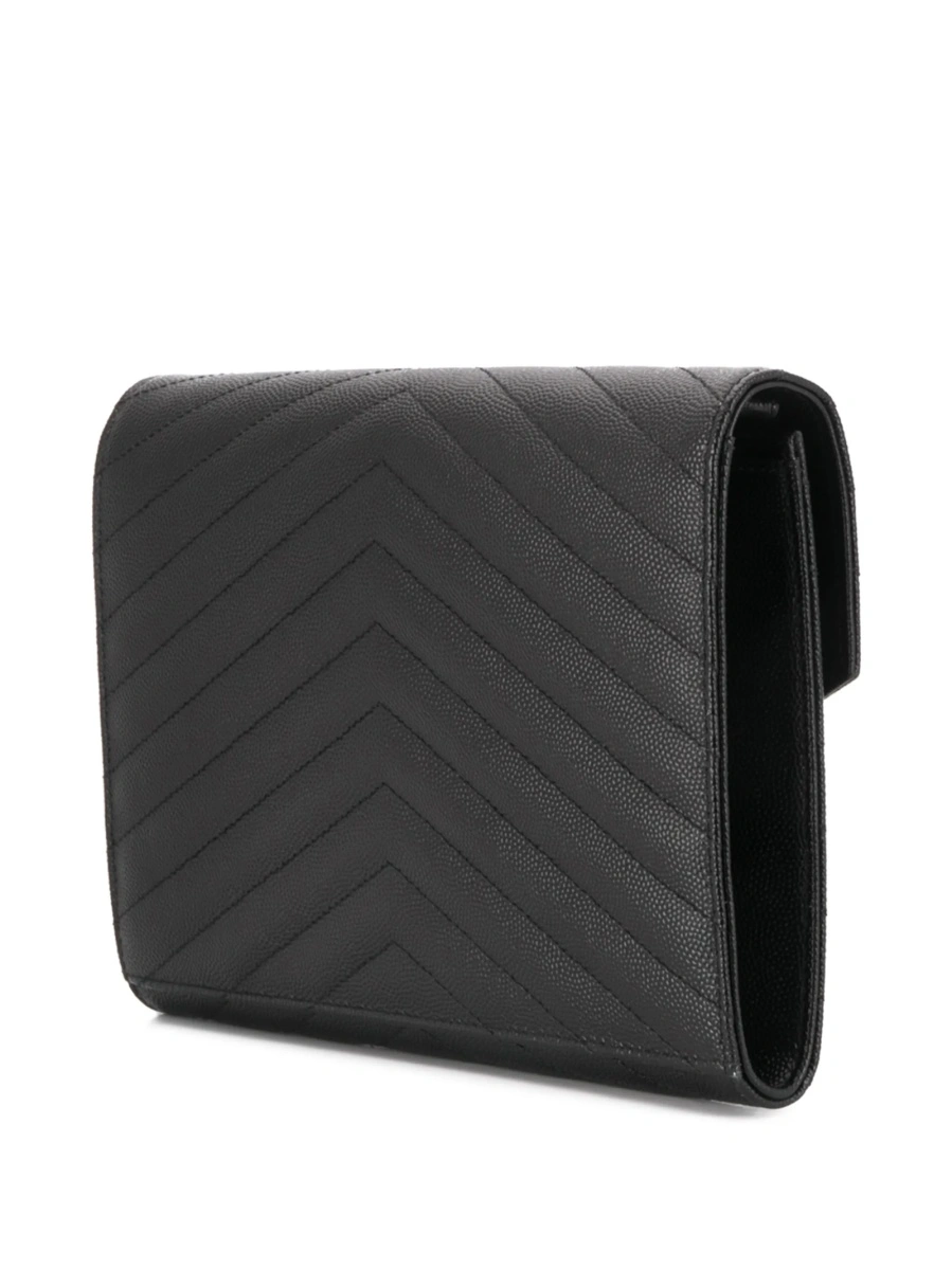 Geanta plic Saint Laurent Envelope neagra din piele si alama - Img 3