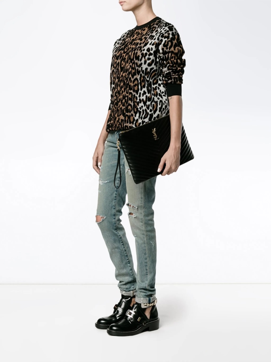 Geanta plic Saint Laurent neagra din piele - Img 5