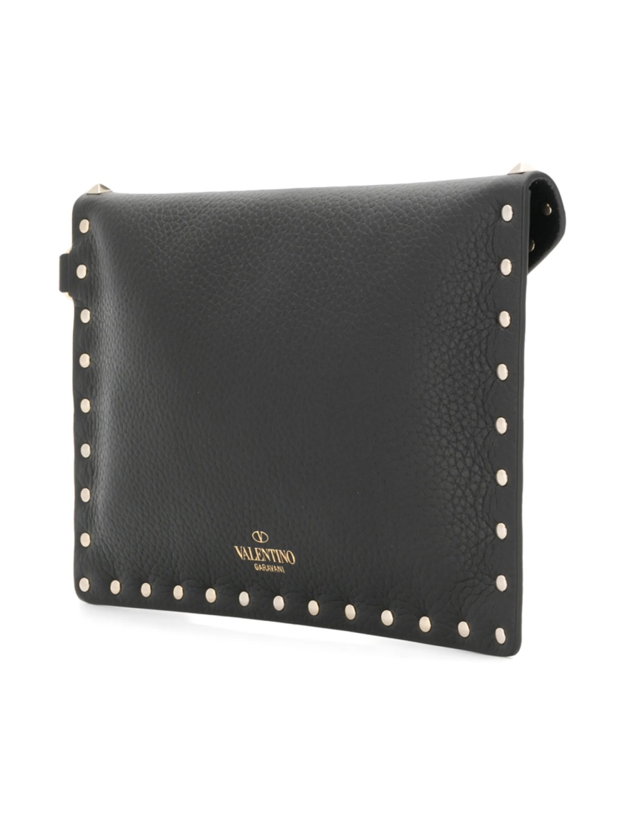 Geanta plic Valentino Garavani Rockstud neagra din metal si piele - Img 3