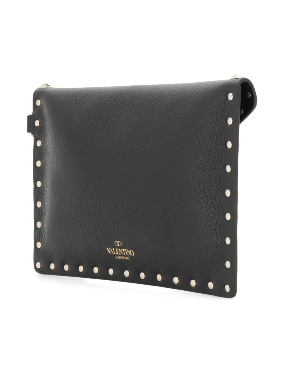 Geanta plic Valentino Garavani Rockstud neagra din metal si piele - Img 3