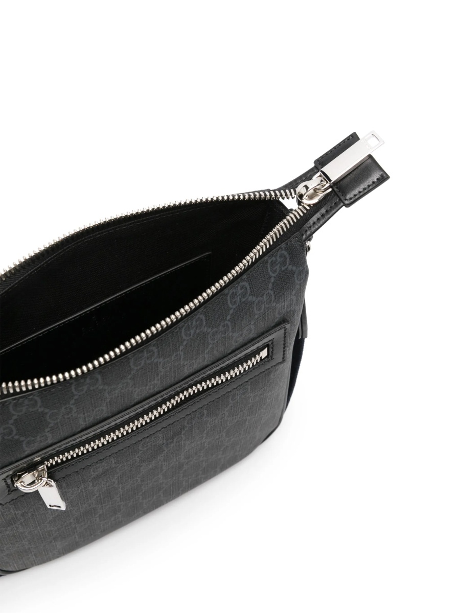 Geanta tip postas Gucci neagra din material textil - Img 5