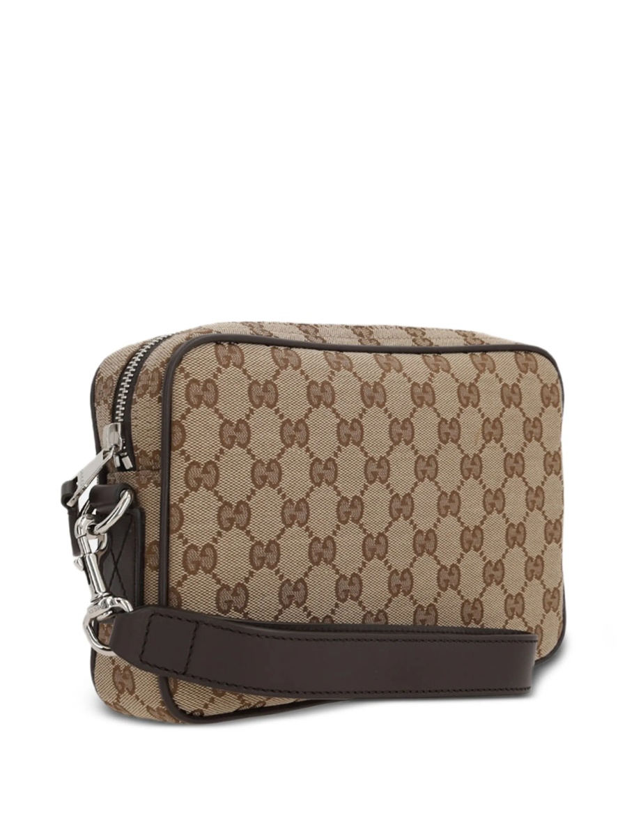 Geanta tip postas Gucci neutra din piele si material textil - Img 4