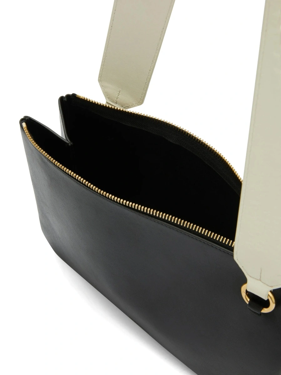 Geanta tip postas Jil Sander neagra din piele - Img 5