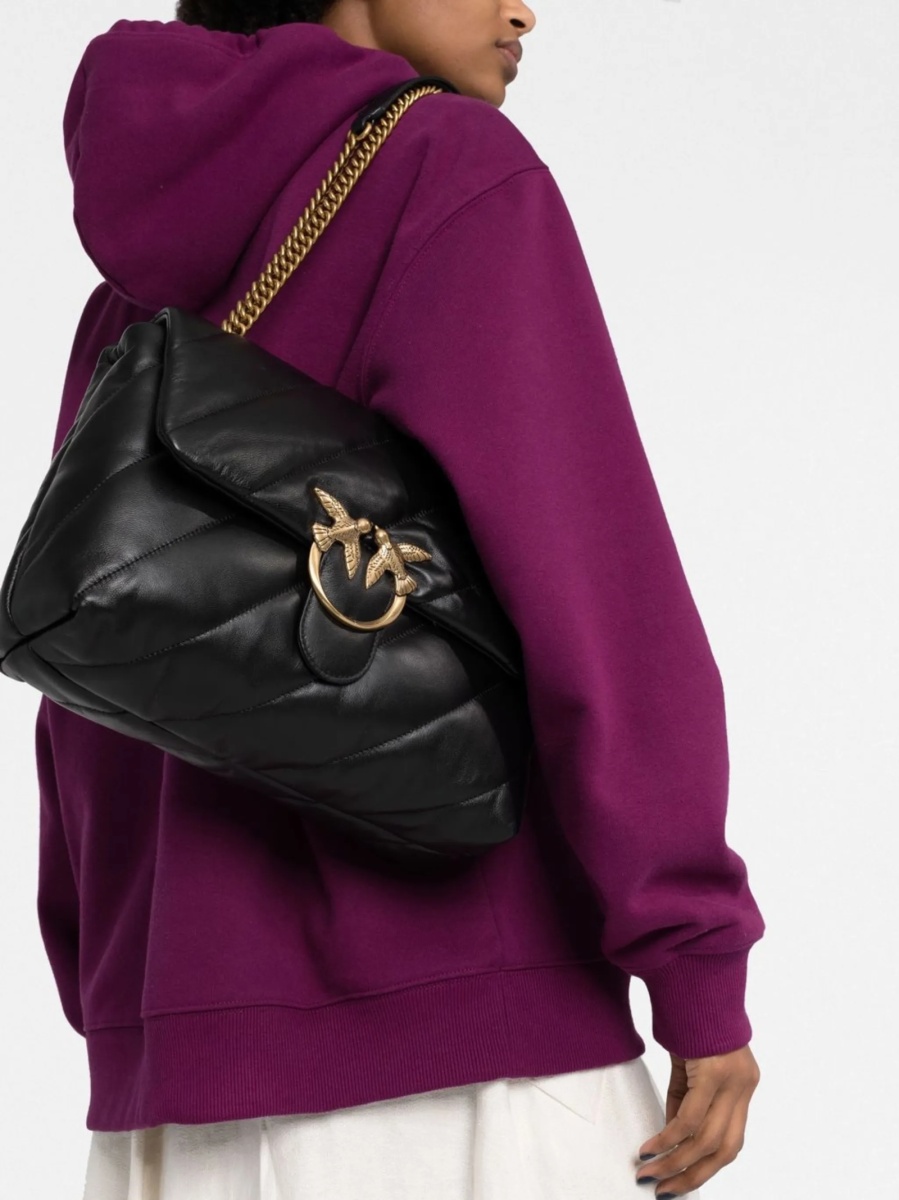Geanta tip postas Pinko neagra din piele - Img 3
