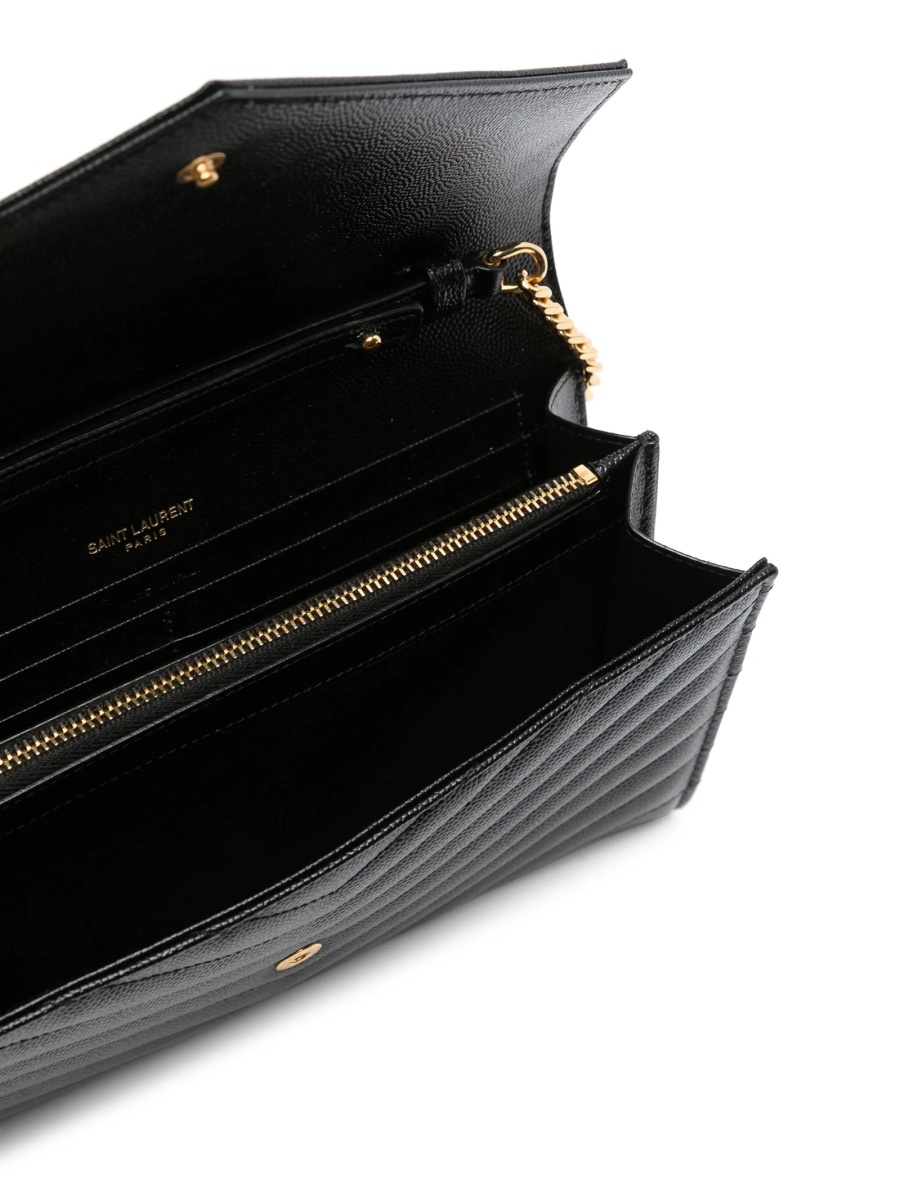 Geanta tip postas Saint Laurent Envelope neagra din alama si piele - Img 5