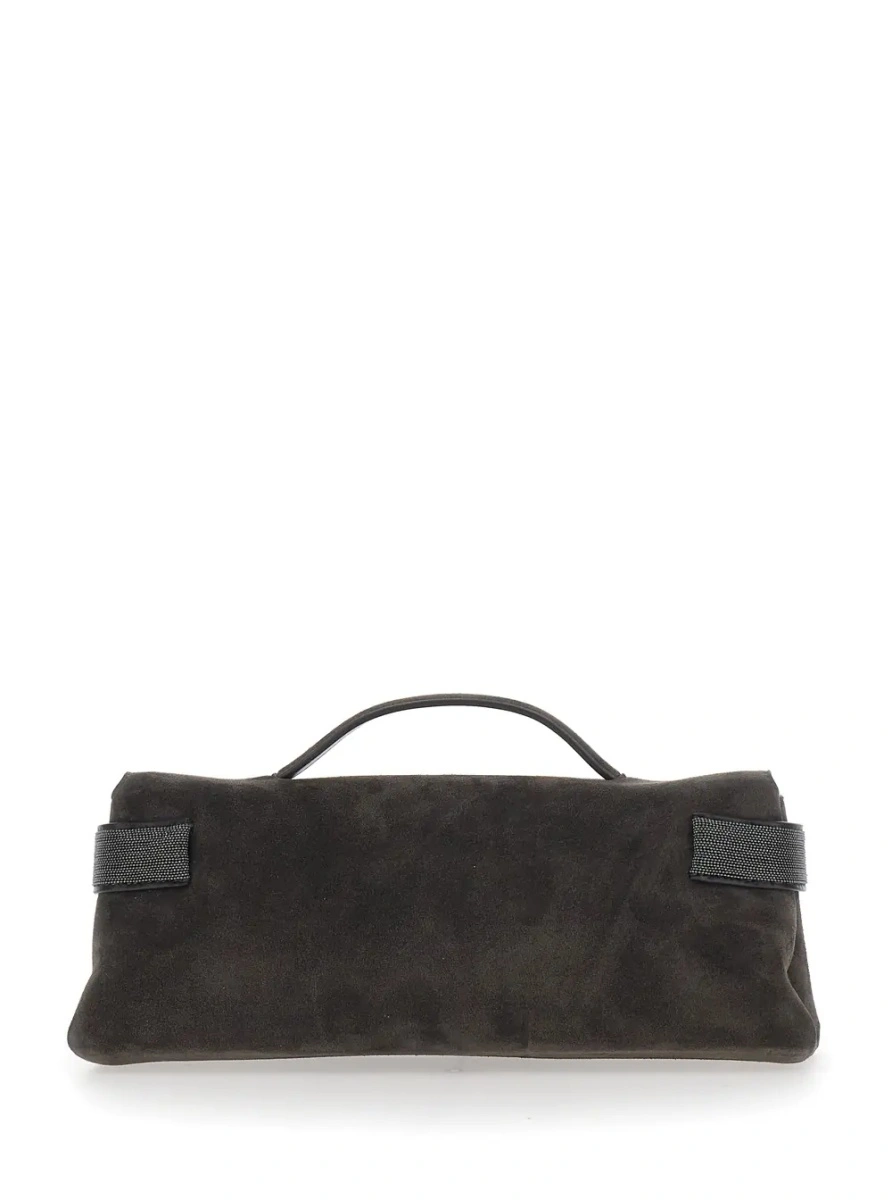 Genti 'Essence' Brown Clutch with Side Details in Suede for Women - Img 2