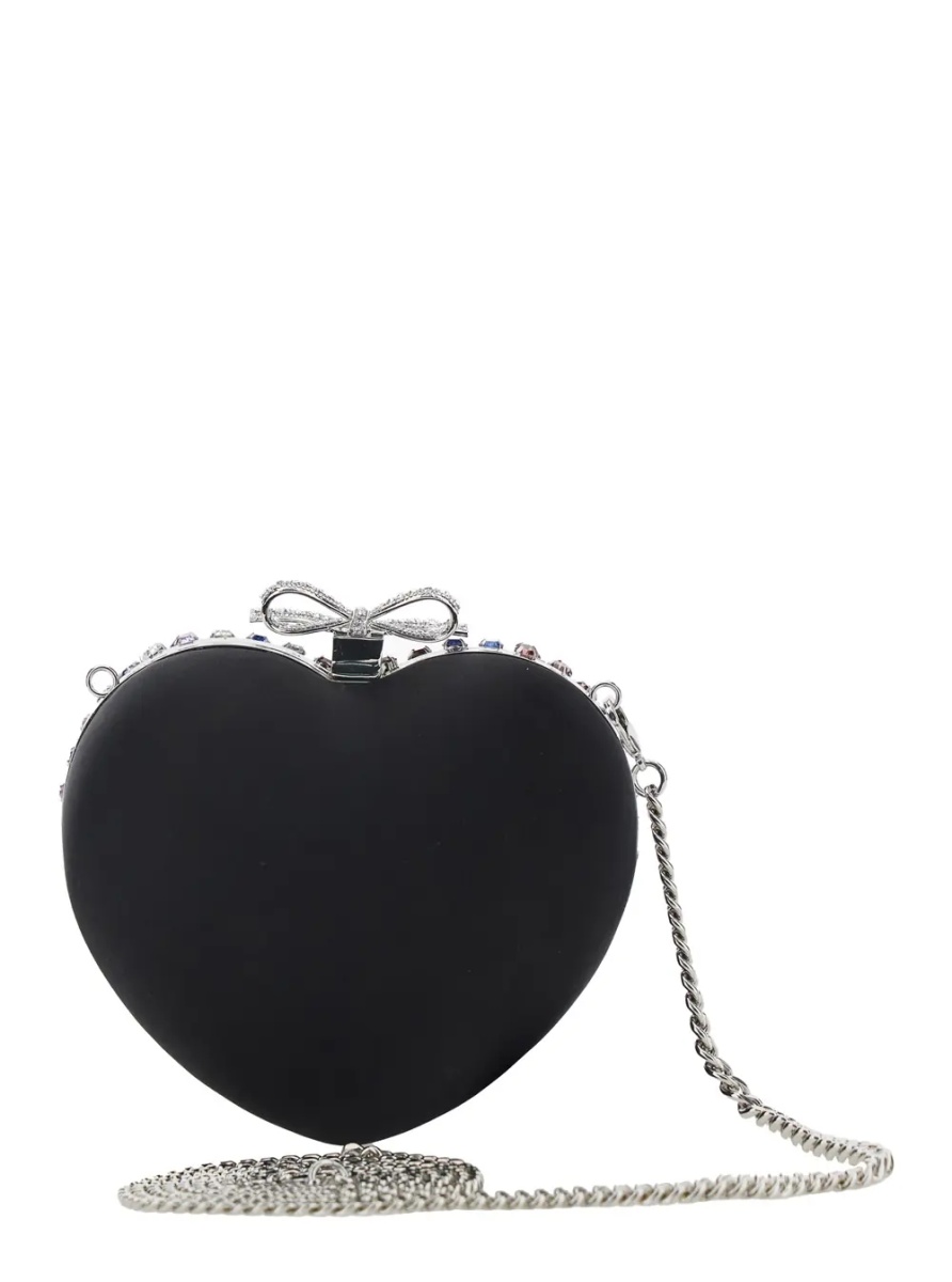 Genti Heart-Shaped Clutch 'Multicoloured' with Pearl Decoration and Tech Fabric Bow Detail - Multicolor - Women - Img 2