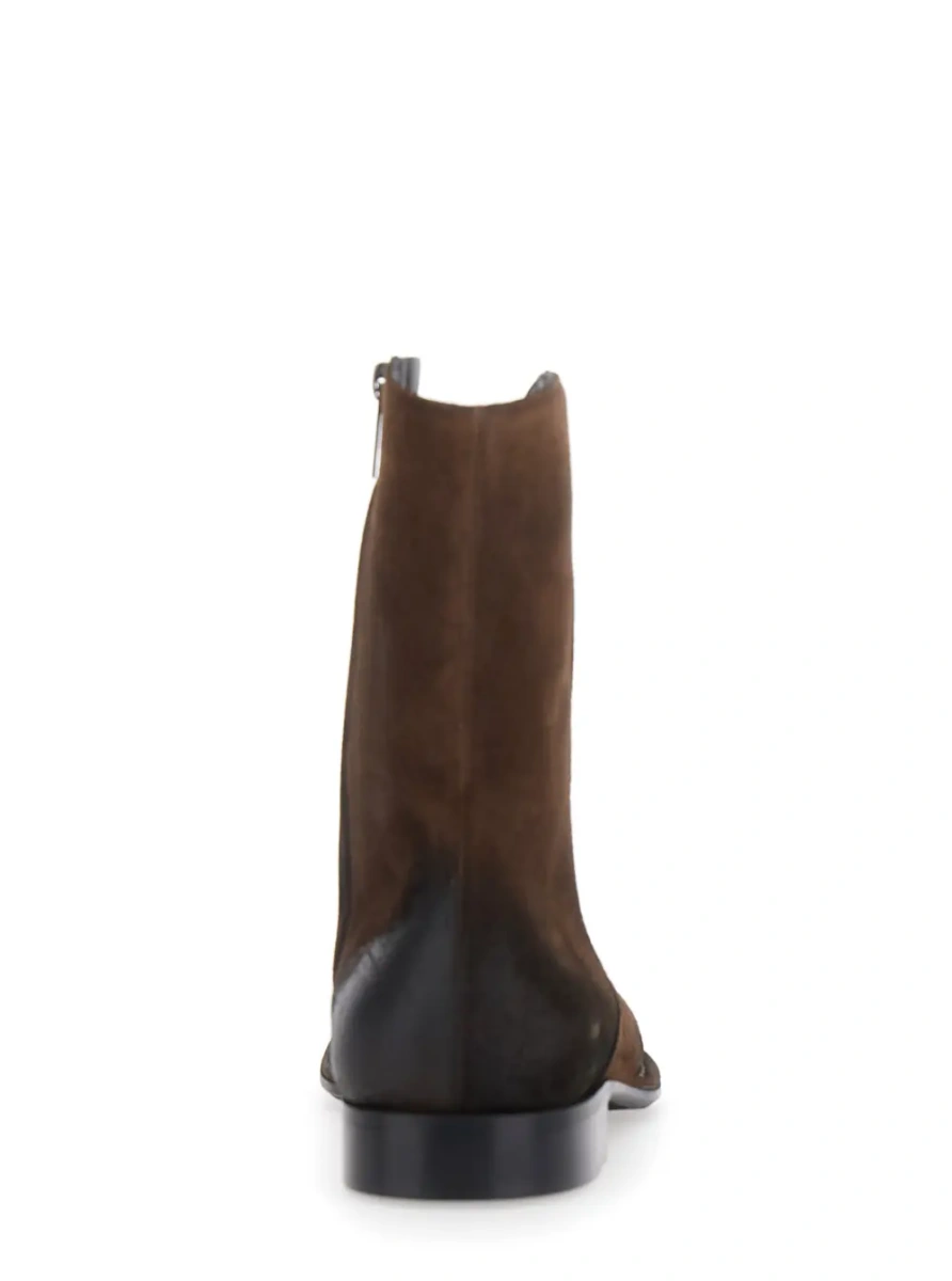 Ghete Brown Ankle Boots with Pointed Toe and Side Zip Closure in Suede for Men - Img 4