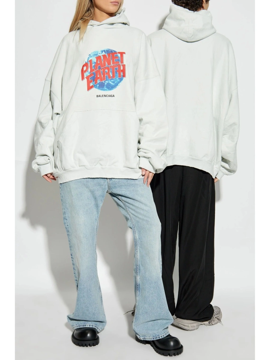 Hanorac Balenciaga alb - Img 2