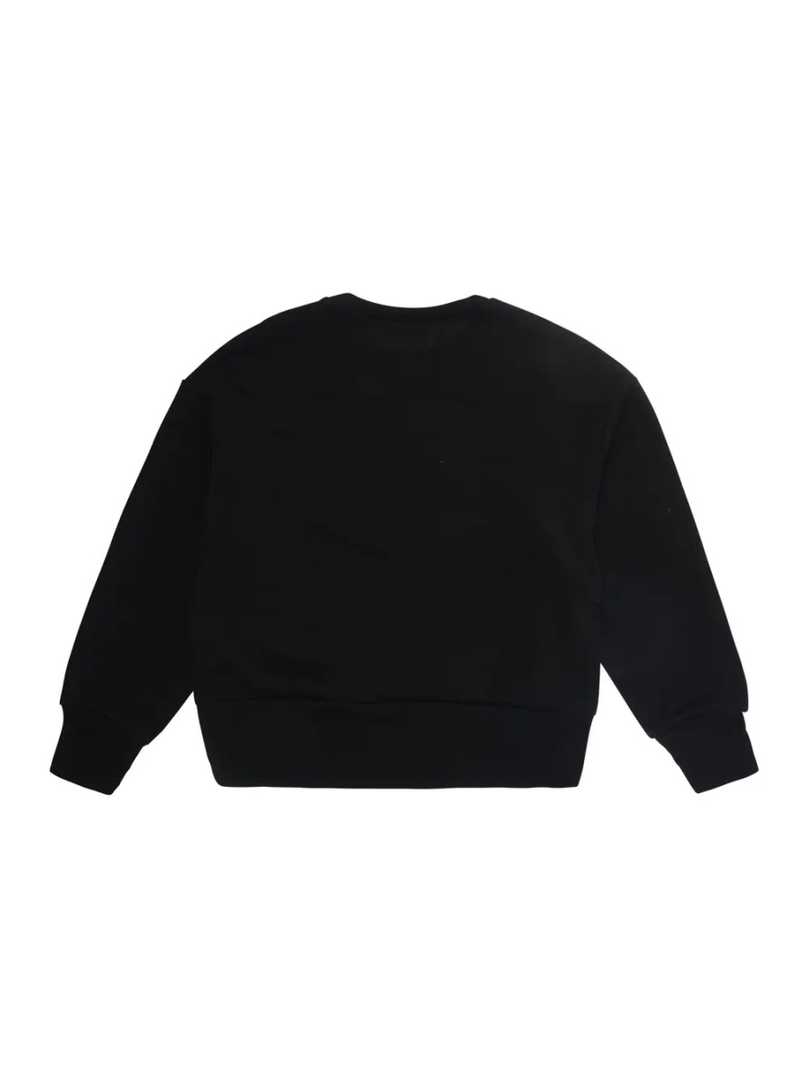 Hanorace Black Crewneck Sweatshirt with Logo Lettering on the Front in Cotton Girl - Img 2