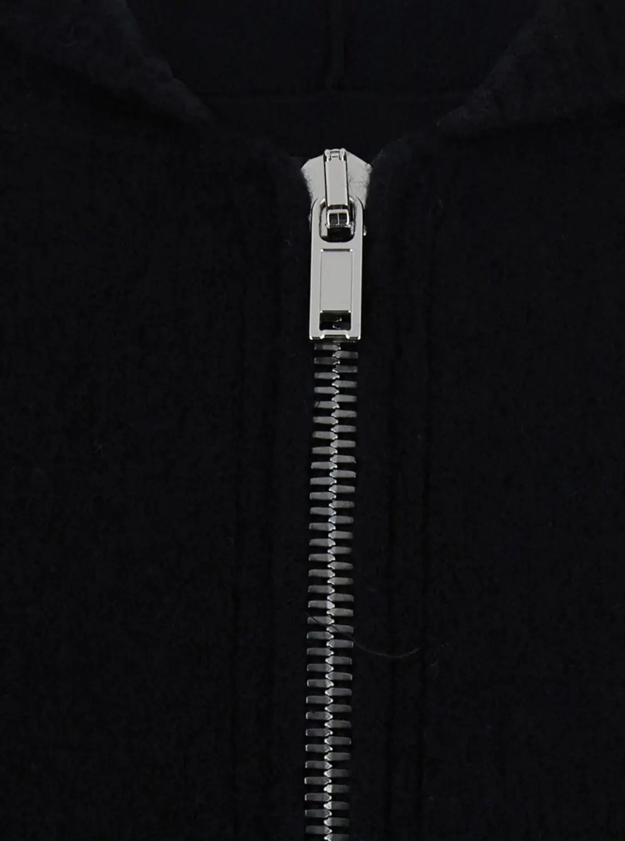 Hanorace Black Hooded sweatshirt with fixed hood and front zip closure in cotton for men - Img 3