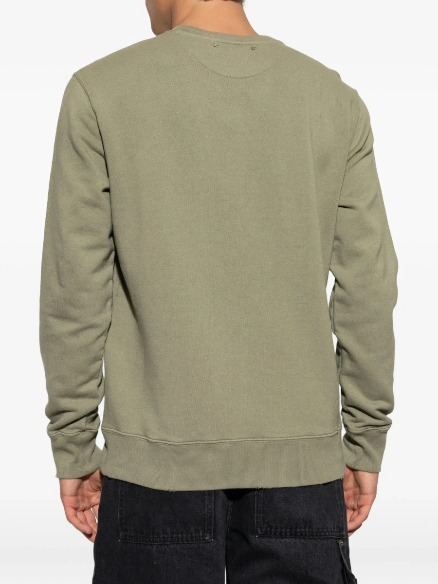Hanorace Green Crewneck sweatshirt with Logo lettering on the front in cotton for men - Img 6