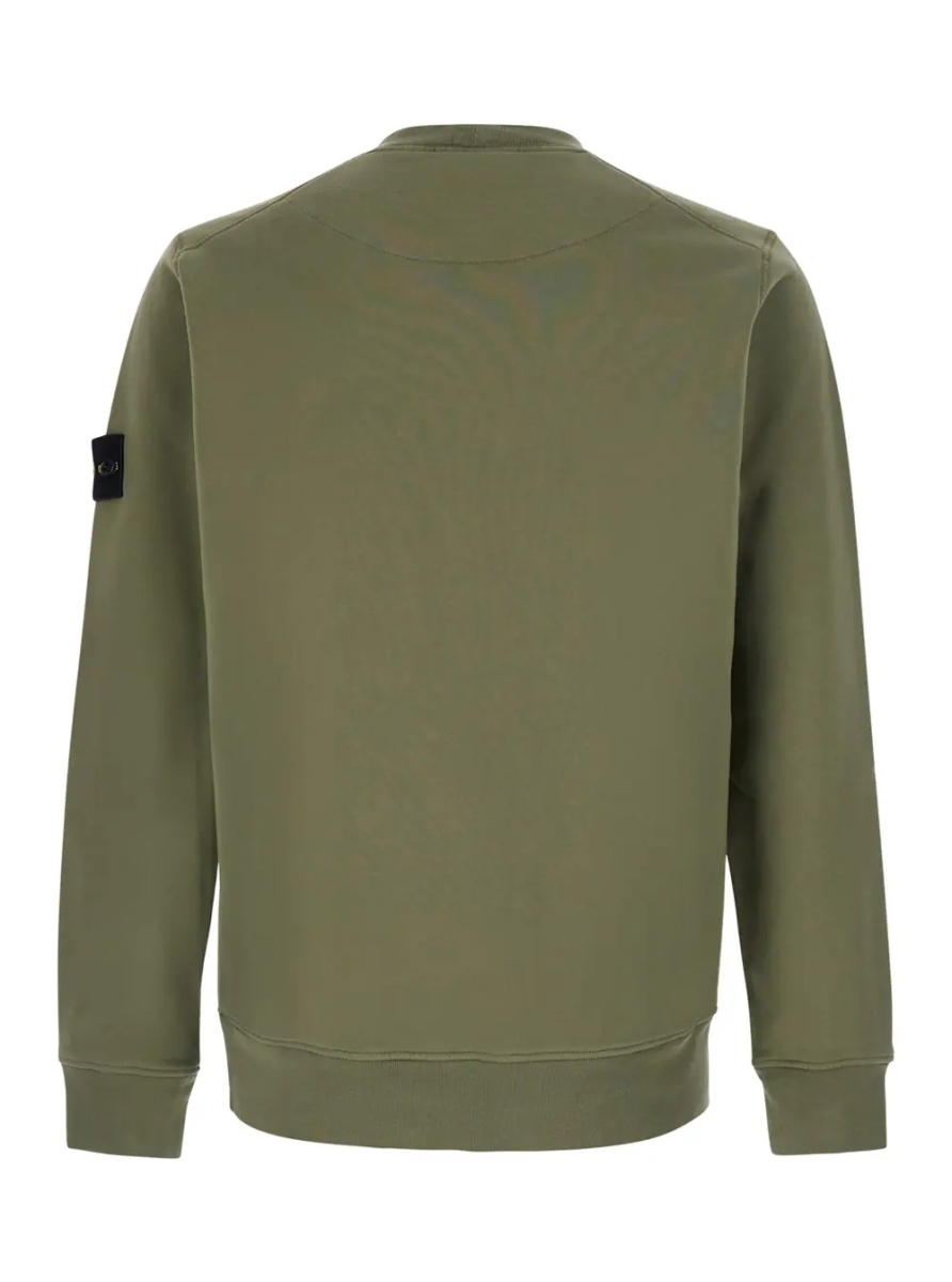 Hanorace green Crewneck sweatshirt with logo patch on the sleeve in cotton for men - Img 2