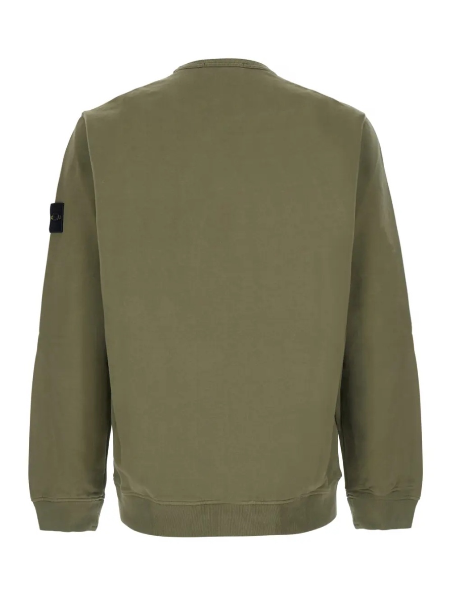 Hanorace Green Crewneck sweatshirt with logo patch on the sleeve in cotton for men - Img 2