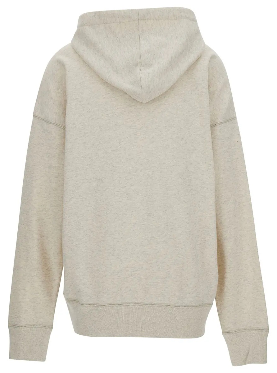 Hanorace Hooded Sweatshirt with Tone-on-Tone Logo Print in Cotton Blend White Women - Img 2
