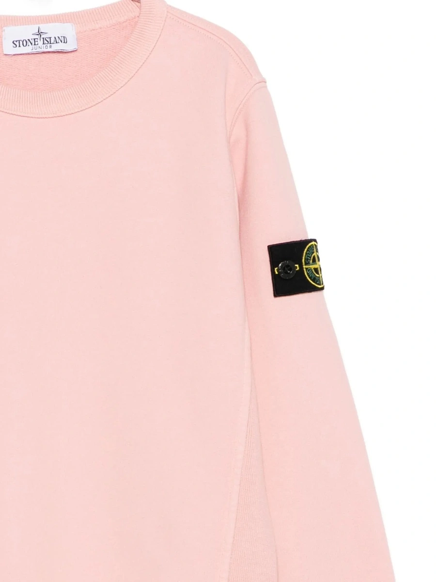 Hanorace Pink Crewneck Sweatshirt with Logo Patch on the Sleeve in Cotton Boy - Img 5