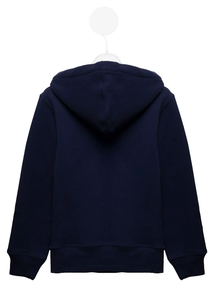Hanorace Unisex blue hoodie with front zip in fabric - Img 2