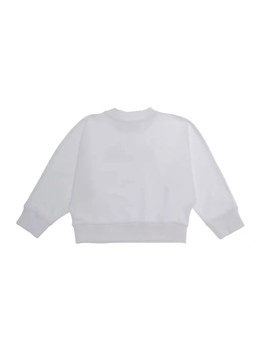 Hanorace White Crewneck Sweatshirt with Logo Lettering in Cotton Stretch Girls - Img 2