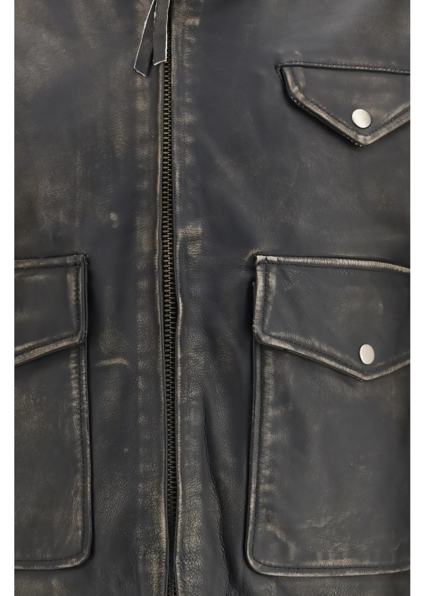 Jacheta Aged Leather Jacket - Img 3