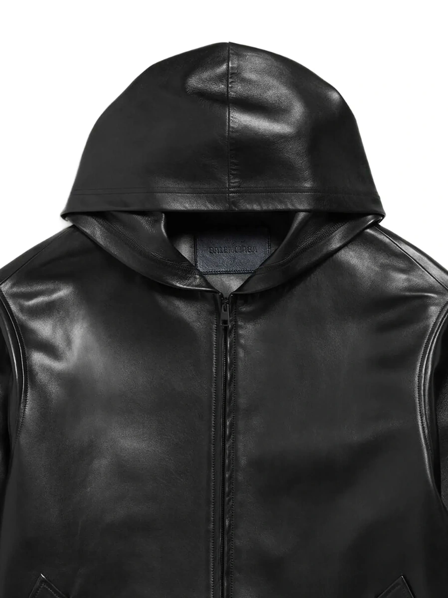 Jacheta Balenciaga neagra din piele - Img 4