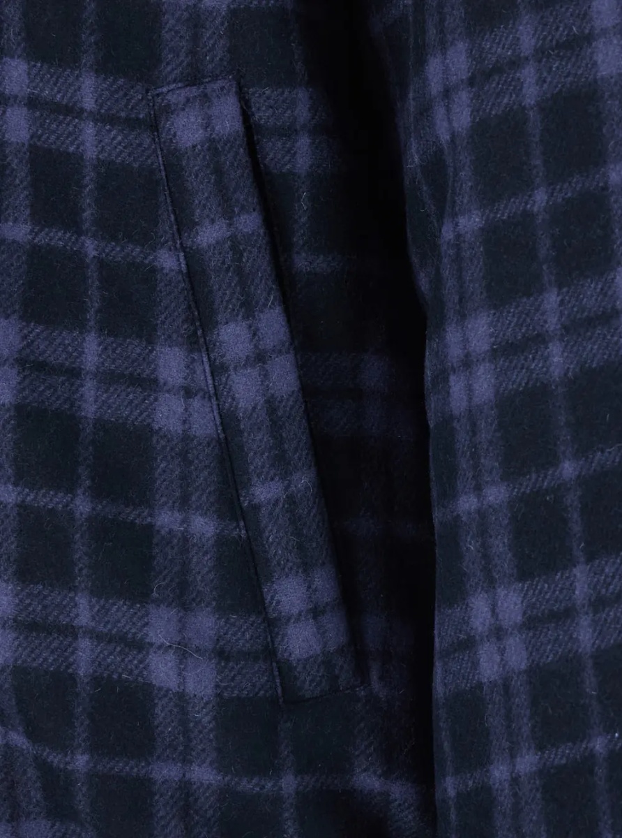 Jacheta Blue Jacket with classic collar and all-over check motif in wool blend for men - Img 3