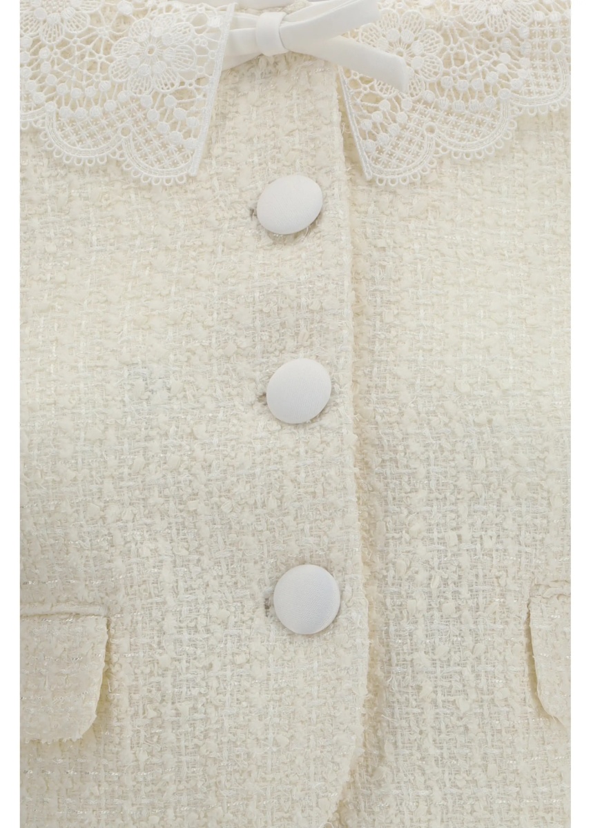 Jacheta Bouclé Jacket with lace collar - Img 3