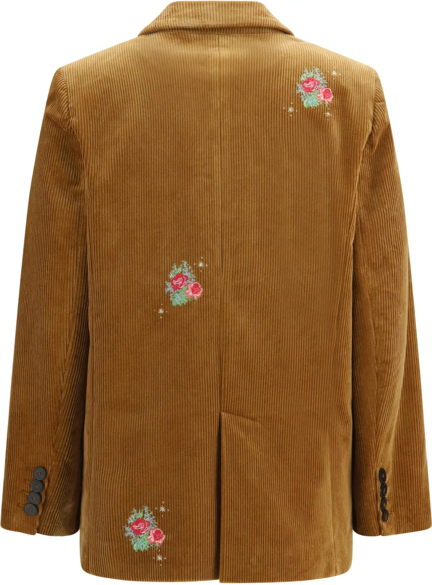 Jacheta Bouquet velvet single-breasted Jacket with embroidery - Img 2