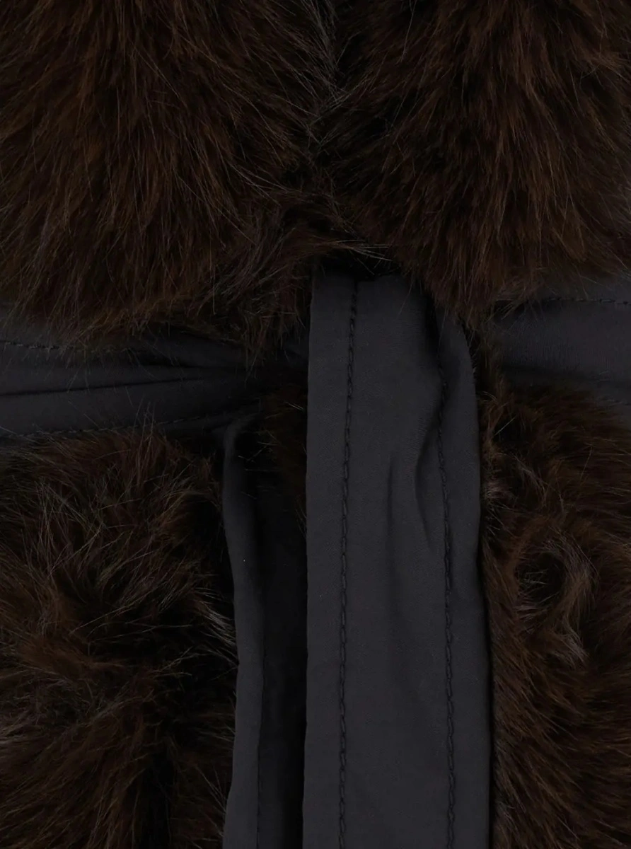 Jacheta Brina Jacket with synthetic fur details and Tech Fabric, black, women - Img 3