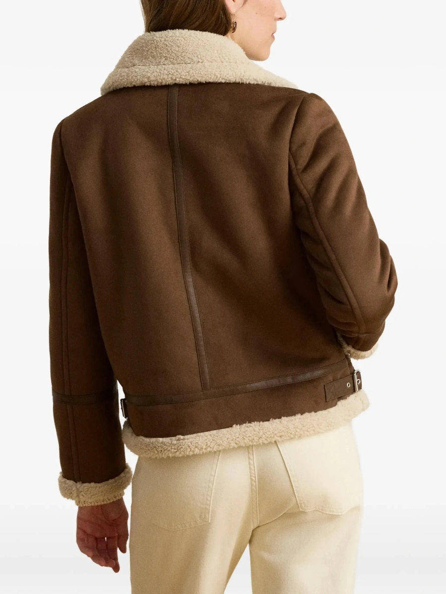 Jacheta brown shearling jacket with wide collar in eco-leather Women - Img 7