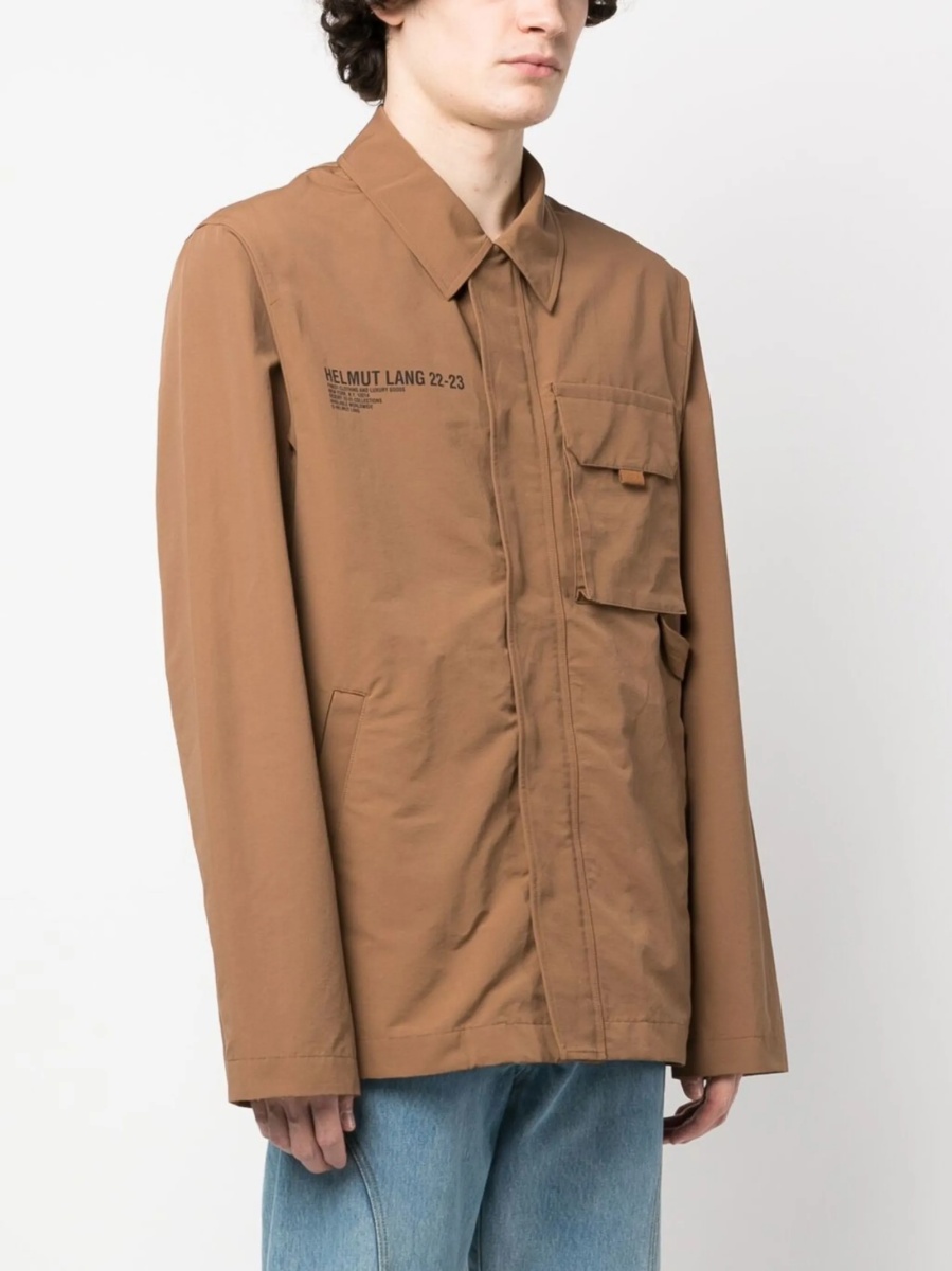 Jacheta camasa HELMUT LANG maro din bumbac si nylon - Img 3