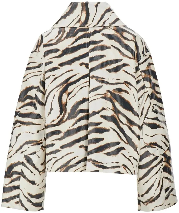 Jacheta Coated fabric jacket with zebra-striped print - Img 3