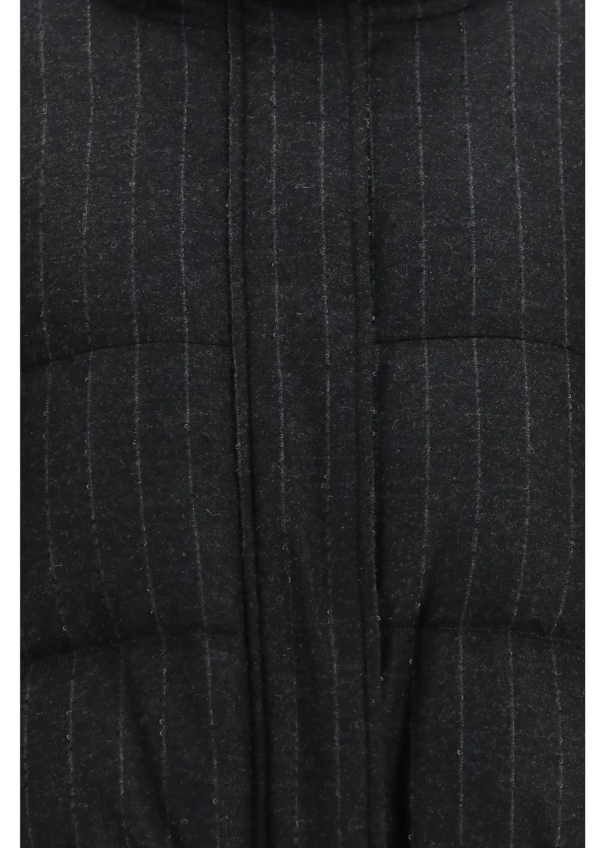 Jacheta Cropped pinstripe wool Puffer Jacket - Img 3