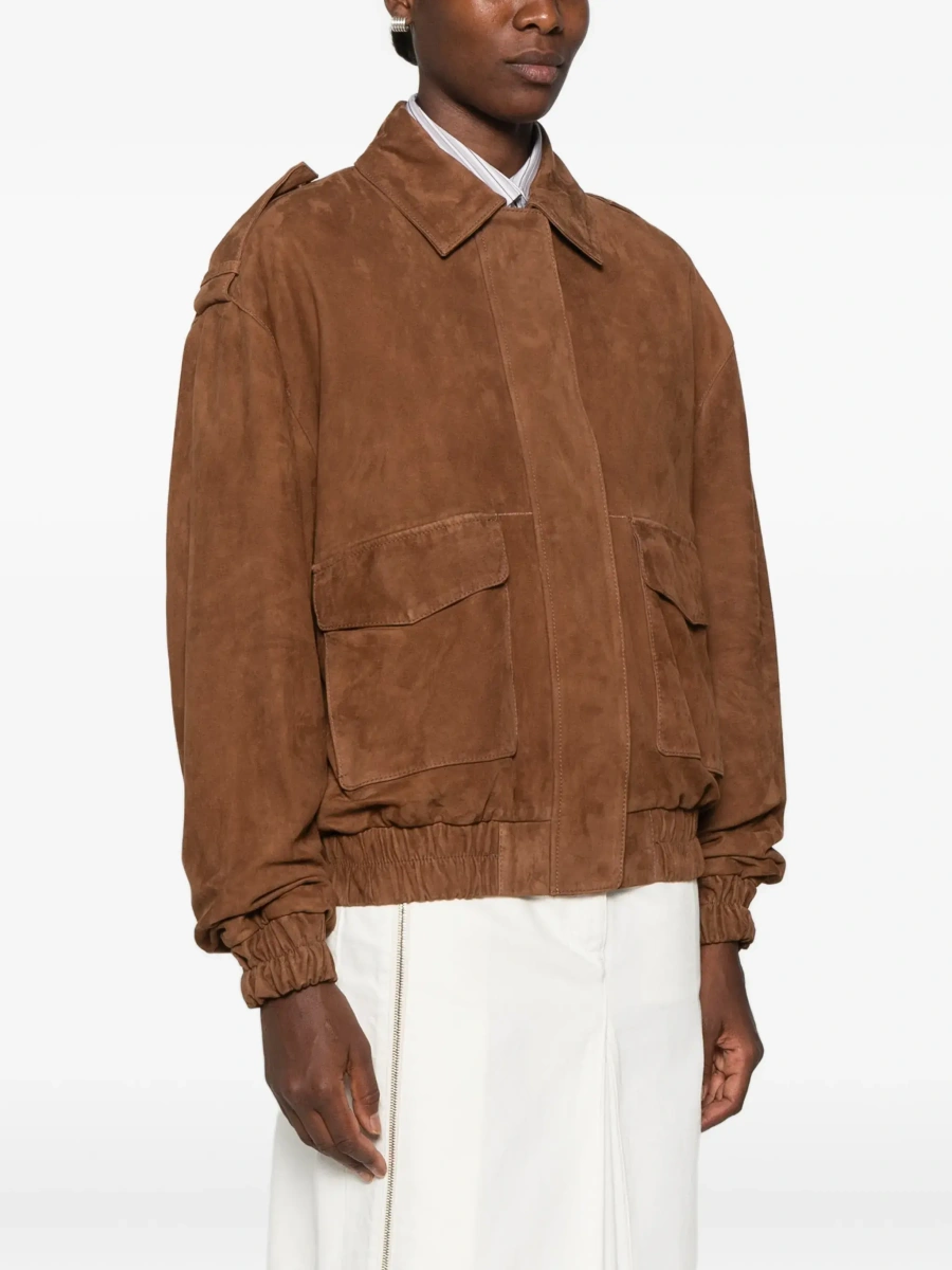 Jacheta 'HALTI' brown Jacket with front pockets in suede for women - Img 4