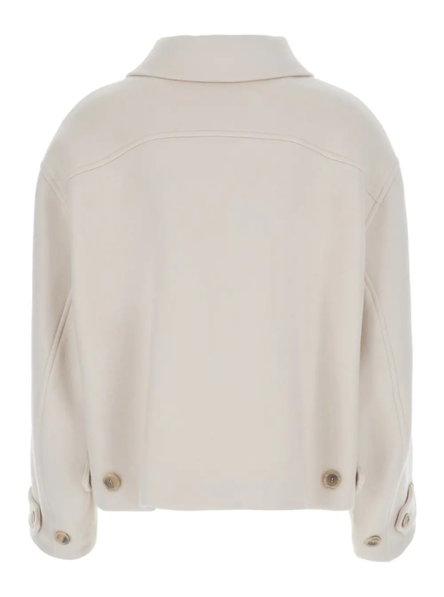 Jacheta 'Jeanie' White Jacket with classic collar and buttoned cuffs in wool for women - Img 2
