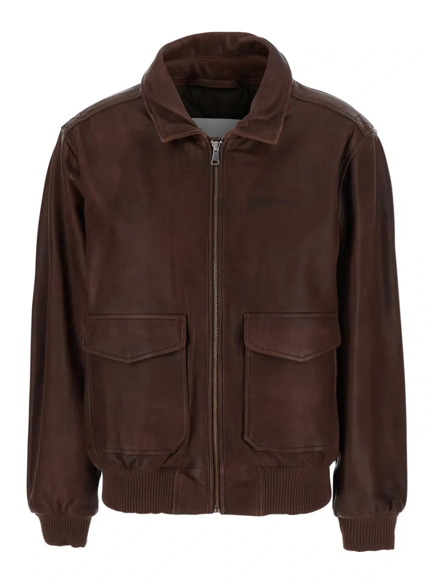 Jacheta 'Marcus' Brown Jacket with fur collar and two front patch pockets in leather for women - Img 3