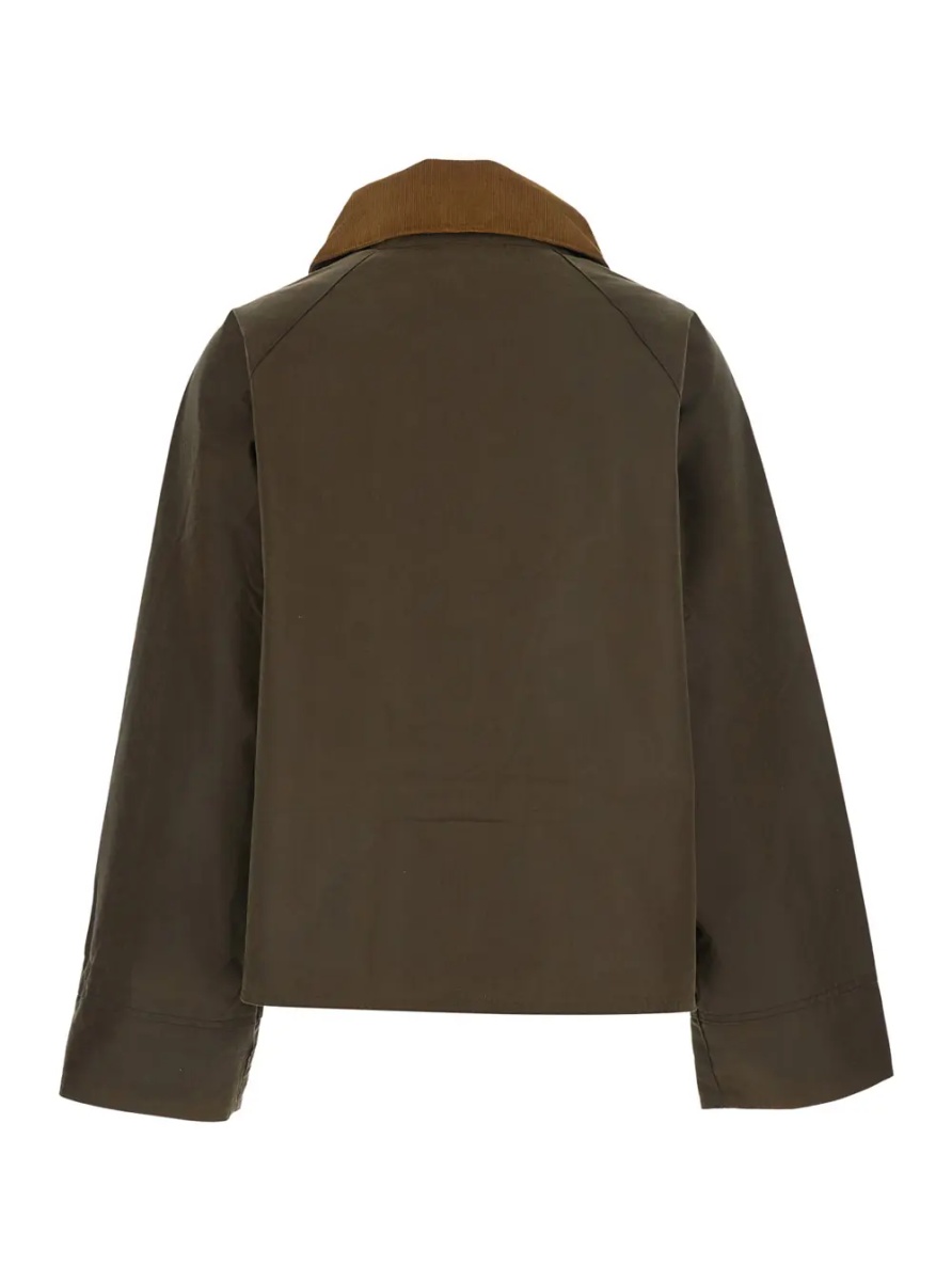 Jacheta 'MODERN SPEY' green Jacket with wide collar and logo lettering in waxed cotton for women - Img 2