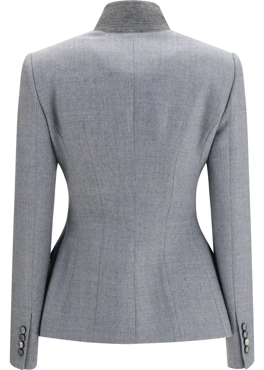 Jacheta Pinstripe wool Jacket with crossed lapels - Img 2