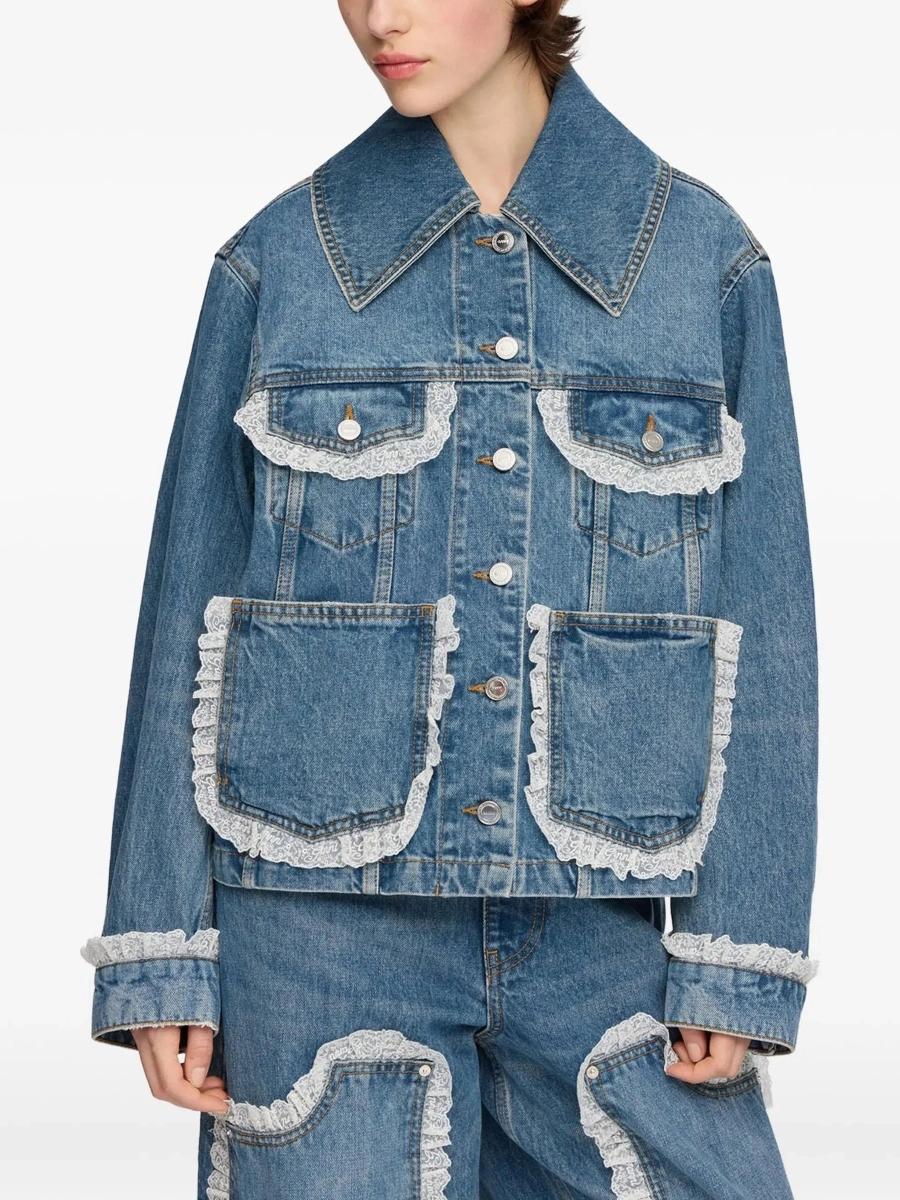 Jacheta Rigid denim Jacket with lace details - Img 5
