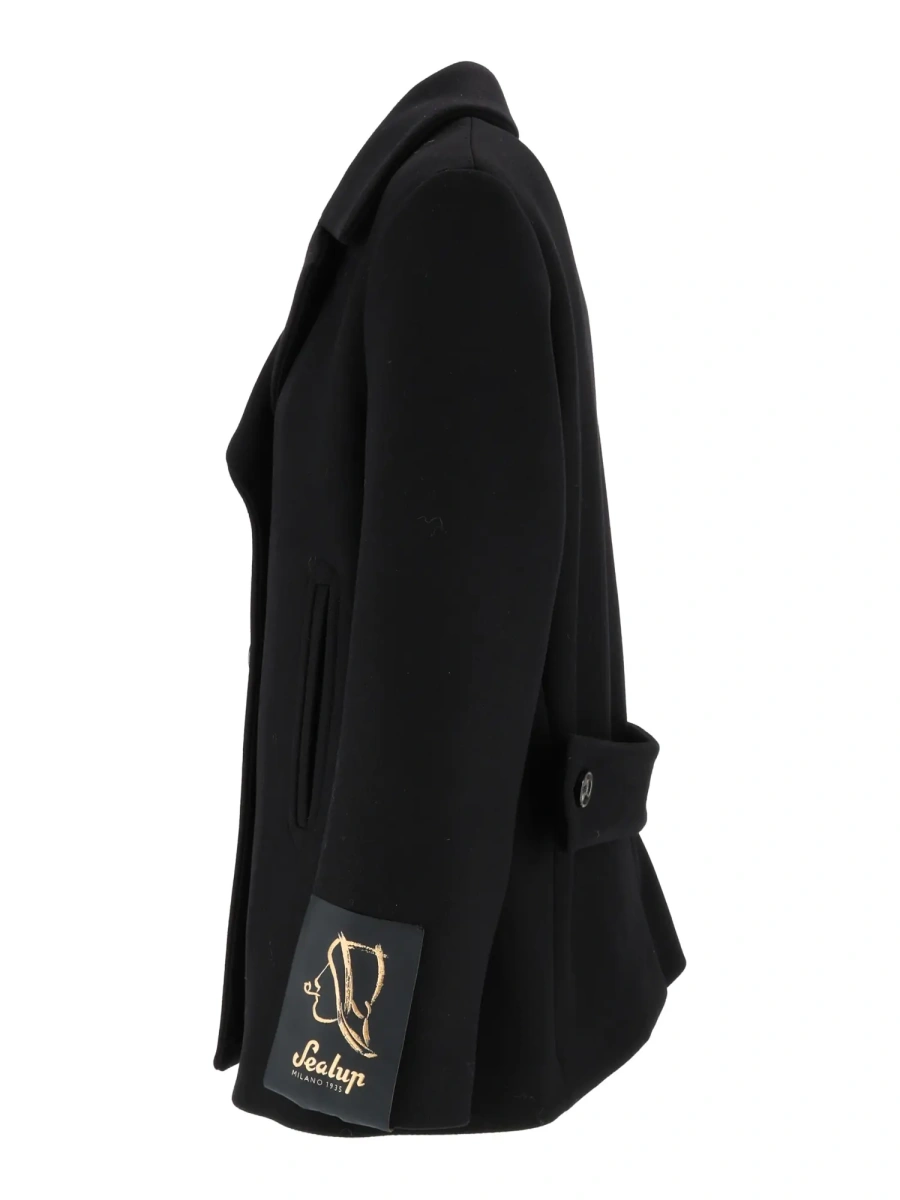 Jacheta SIBILLA PEACOAT, WOOL BLEND, BACK HALF-BELT, LIGHTWEIGHT PADDING, BRANDED BUTTONS - Img 2