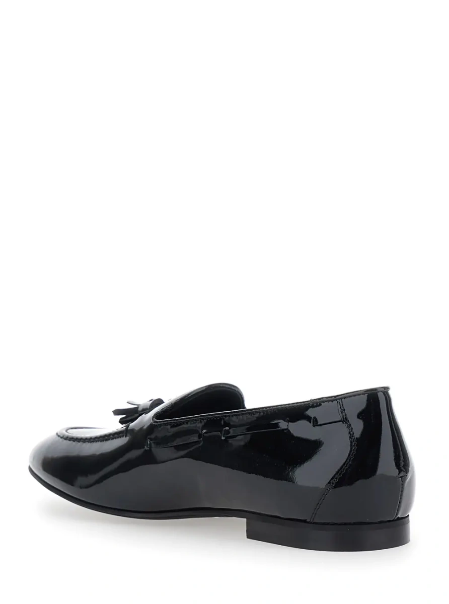 Mocasini Black loafers with tassel detail in leather for men - Img 3