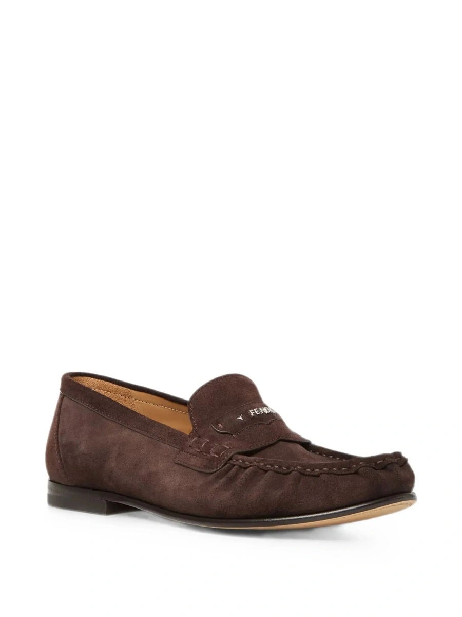 Mocasini Fendi maro din piele intoarsa - Img 5