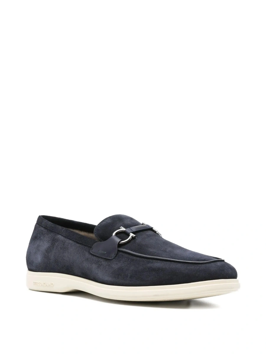 Mocasini Ferragamo albastri din piele intoarsa 'Cosimo' - Img 5